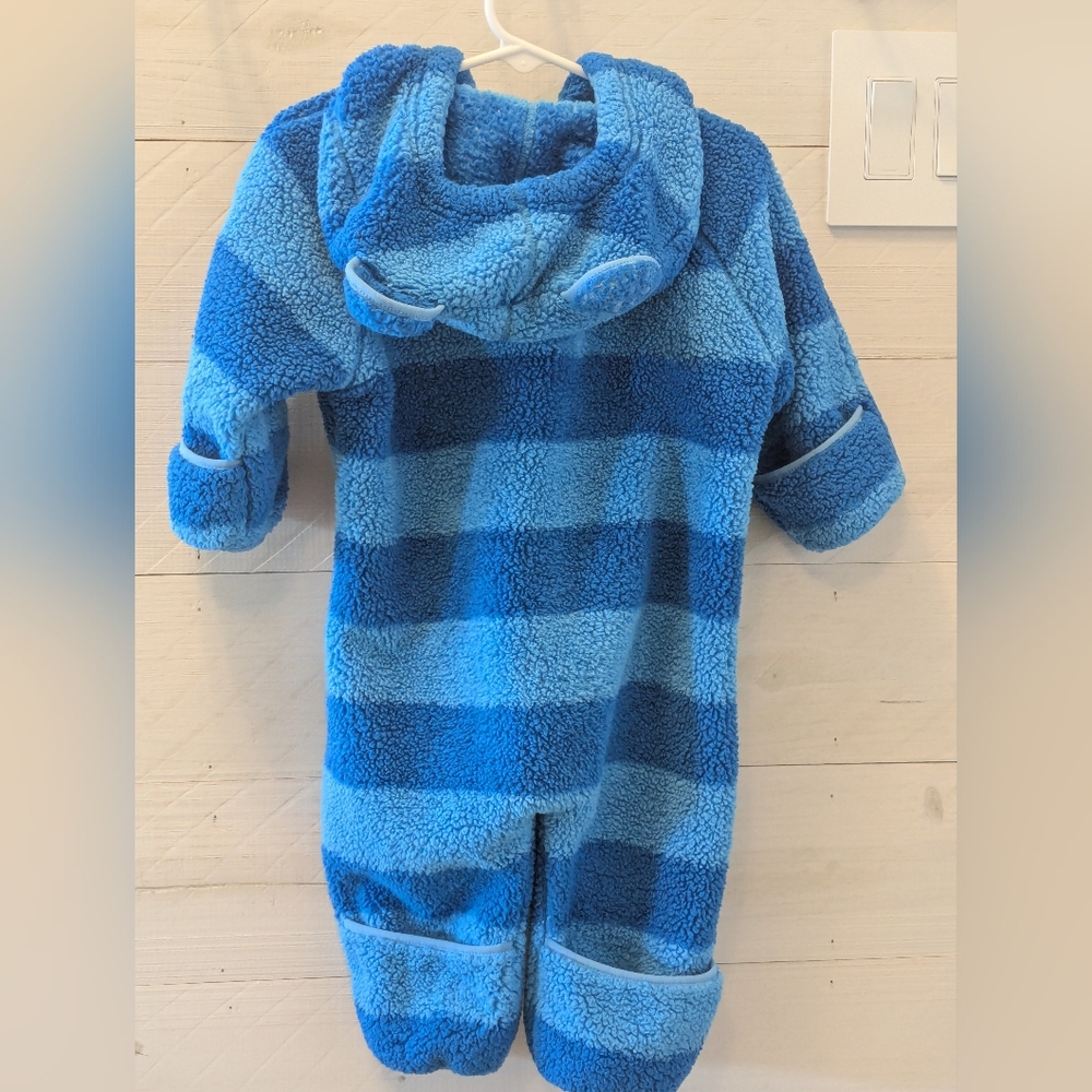 🐻‍❄️ L.L. Bean Bunting Baby Boy Cozy Blue Striped Bear; Size: 3-6 Months - Picture 2 of 12